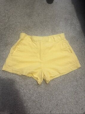 Abercrombie & Fitch Sunburst Yellow High-Waist Linen Shorts
